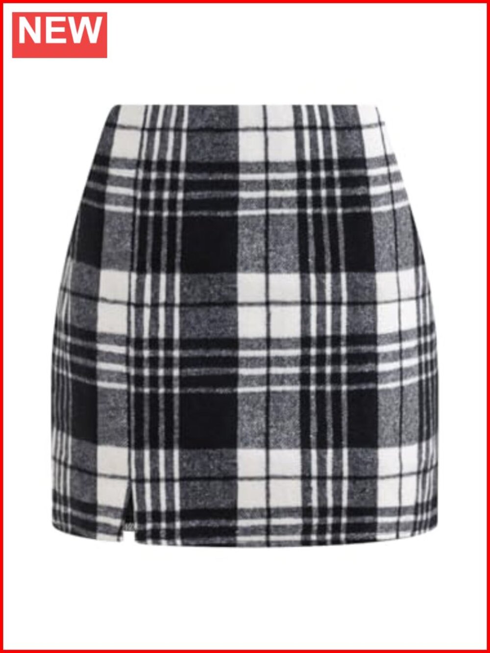 High Waisted Plaid Bodycon Mini Skirt Slit A-Line Fall Winter